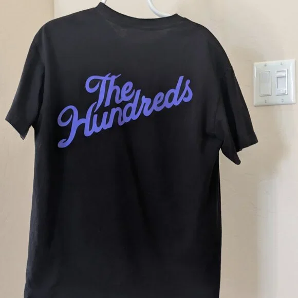 The Hundreds Black Shirt – Purple Cursive Slant Logo – Size Large - Picture 1 of 3